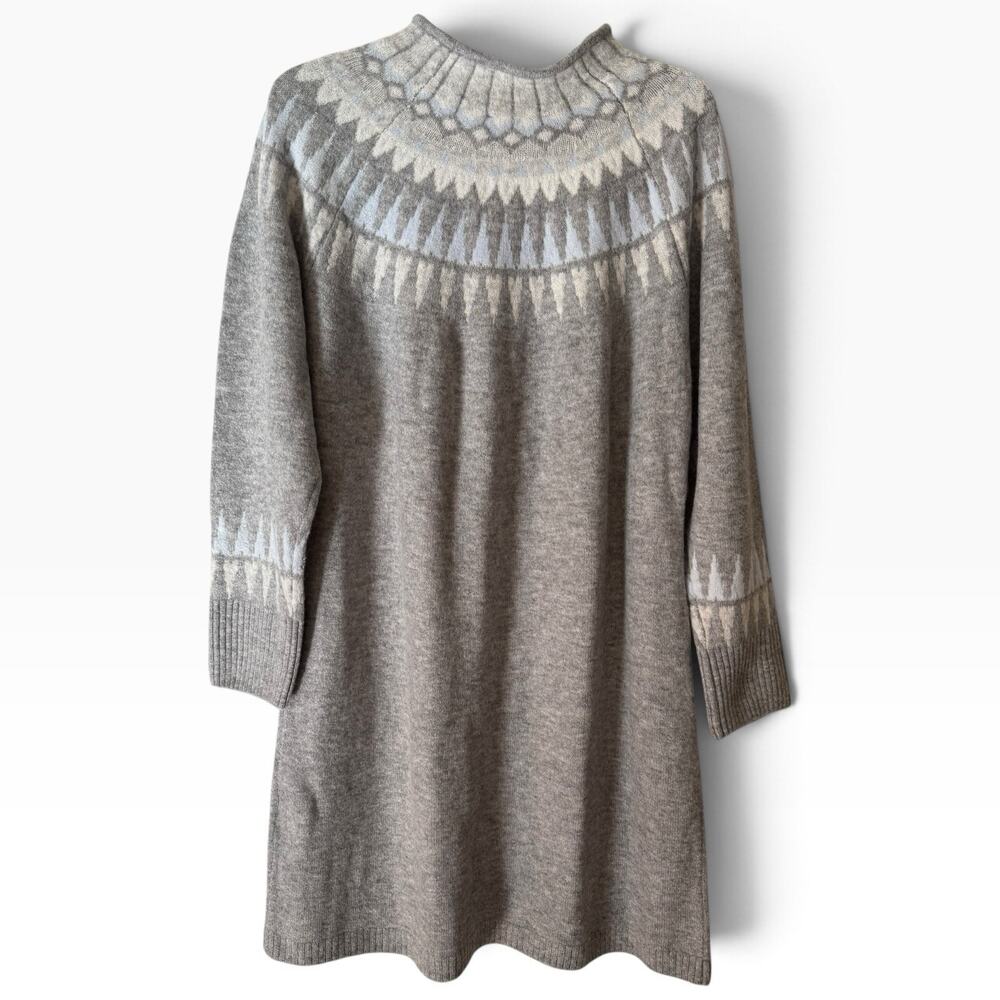 NWT CeCe Gray Fair Isle Mock Neck Sweater Dress Size XL